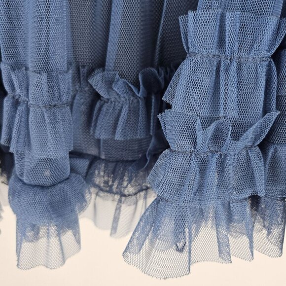 Talia Benson Italian Tulle Ruffled Tutu Skirt Blue Sz Small Medium Balletcore - Picture 4 of 9